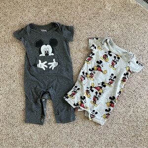 🌟 3 for $12 • Disney Mickey Mouse Baby Rompers 3-6M